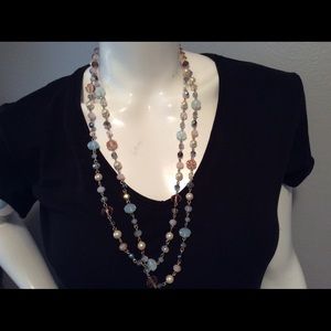 Multi stone double strand necklace